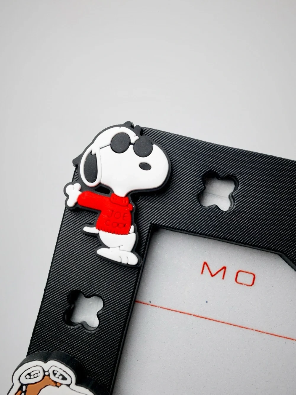 Peanuts Character Black License Plate Frame with Snoopy & Friends